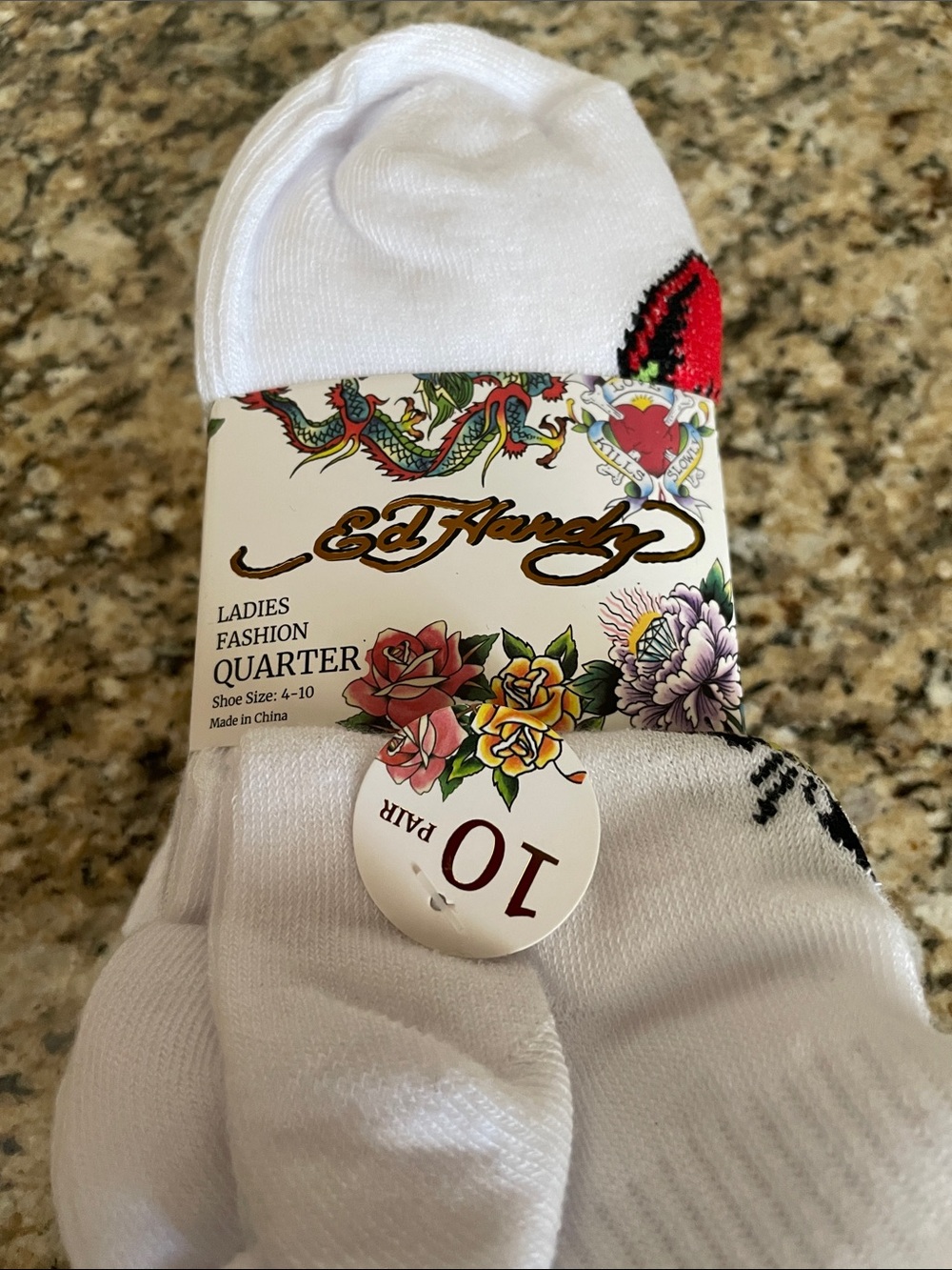 Women’s Ed Hardy 10 pair Quarter Socks